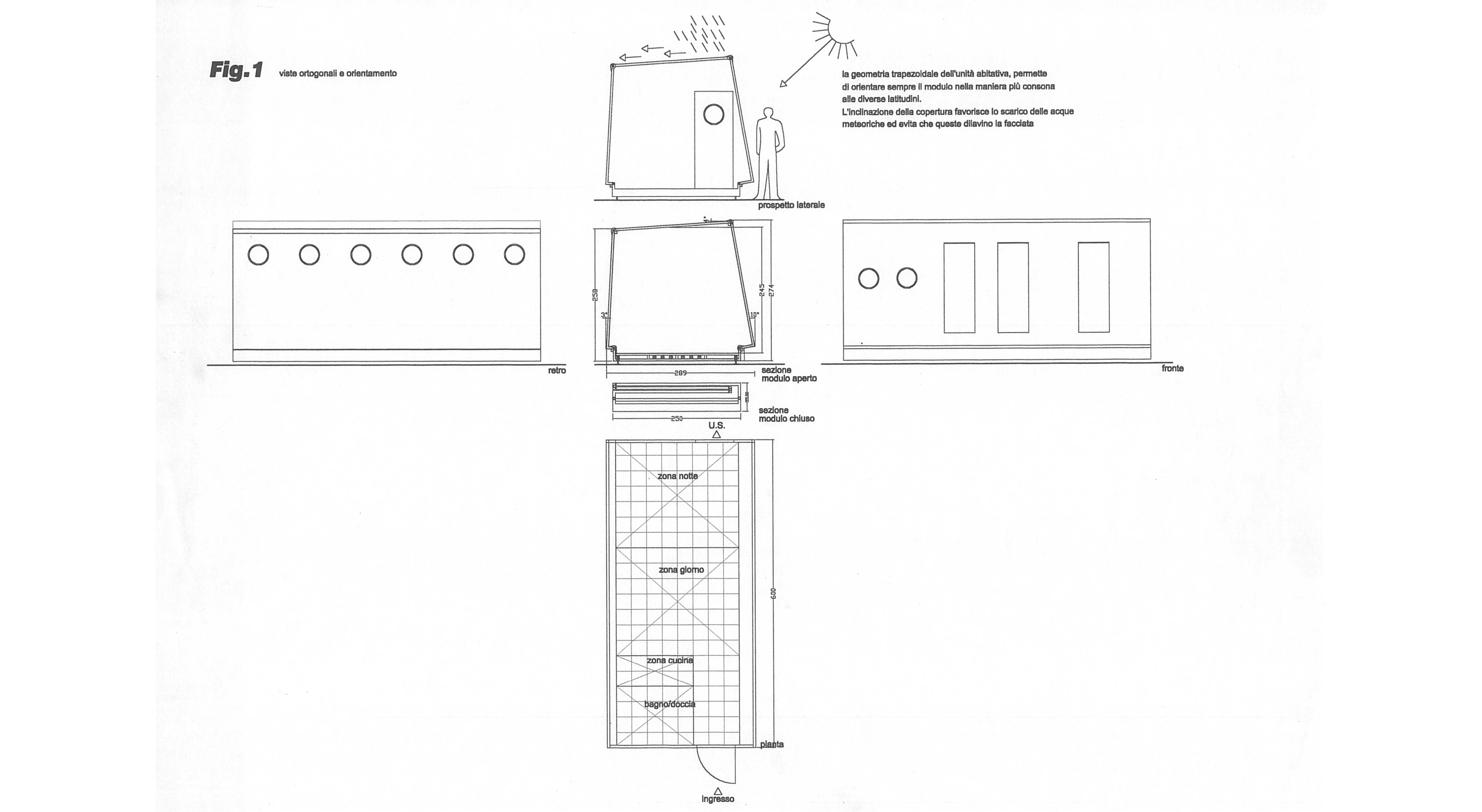 SOS design: modulo prefabbricato ripiegabile per unità abitabile