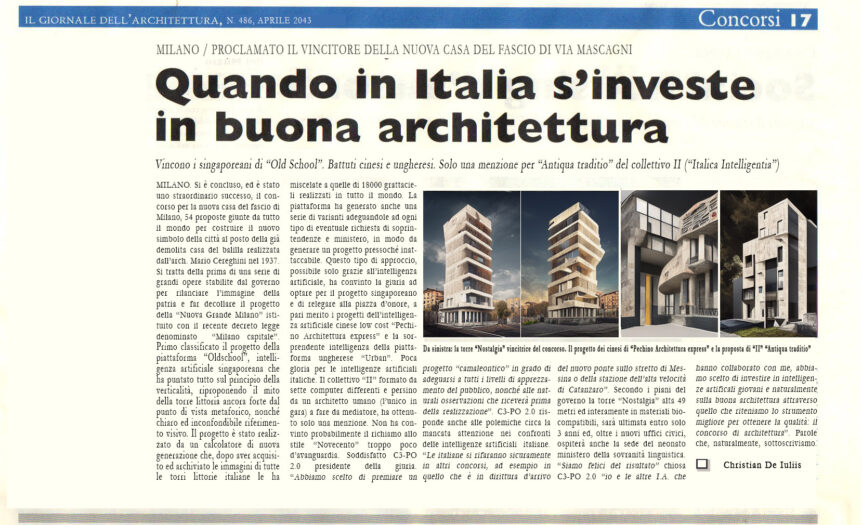 L’archintruso. L’intelligenza artificiale plasma “Nostalgia”, il nuovo simbolo di Milano