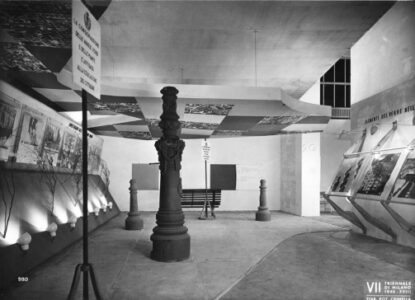 Sezione 7°. Il verde nelle città, all'interno della mostra dell'architettura, progetto dell'allestimento dei B.B.P.R. (foto Crimella)