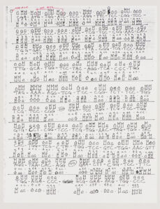 Peter Eisenman, Eisenman/Robertson Architects: rappresentazione schematica della sequenza del DNA per il Centro di biologia dell'Università Goethe a Francoforte sul Meno (Germania, 1987. Fondi Peter Eisenman, Centro canadese per l'architettura)