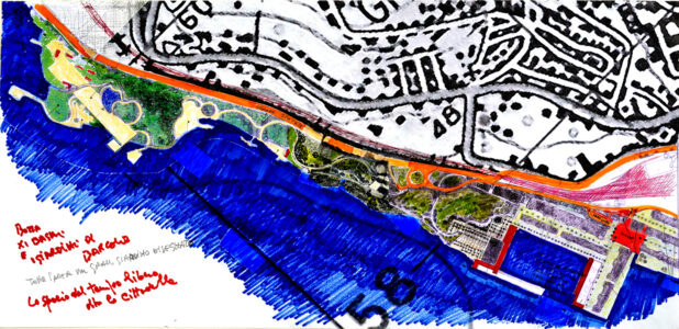 Ipotesi di un grande parco, oltre la Cittadella, sull'area del Porto vecchio confinante con il lungomare di Barcola verso il Castello di Miramare