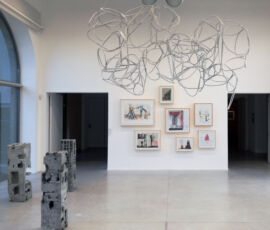 Ensamble Studio e Maria Mallo, sullo sfondo di Beniamino Servino, alle Turbulences (©Giovanni Comoglio)