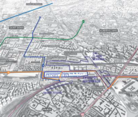 Sito di progetto con le principali connessioni urbane, viabilistiche e di trasporti