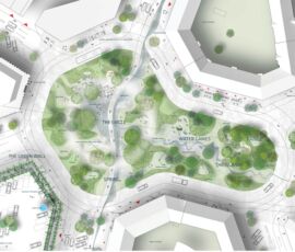 Schema degli spazi urbani di piazza San Kjeld attraverso gli interventi di trasformazione (© Tredje Natur)