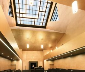 Magonza, la decorazione della sal di preghiera con oltre un milione di elementi di rilievo che riproducono le lettere dell'alfabero ebraico ©Archiv- Architekturbüro Herz