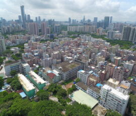 Vista aerea di Nantou, con la vecchia e la nuova città