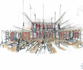 Croquis bibliothèque (Bernard Plattner) © RPBW