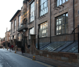 Glasgow School of Art. Entrance North Façade on Renfrew Street. Photo: William J.R. Curtis December 2009