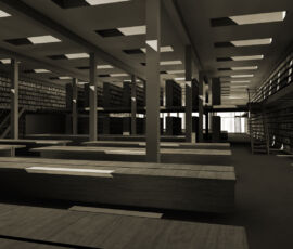 MUSIL: biblioteca, render del progetto di concorso (2004 , © Kleihues + Schuwerk)
