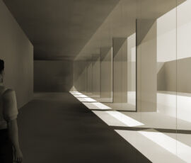 MUSIL: corridoio, render del progetto di concorso (2004, © Kleihues + Schuwerk)