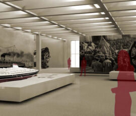 MUSIL: spazi espositivi, render del progetto di concorso (2004, © Kleihues + Schuwerk)