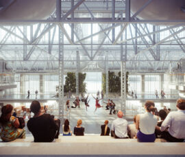 GES-2 Rendering dello spazio sospeso al centro della navata