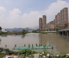 La città di Wenzhou vista dal parco del museo