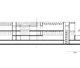 Sezione del progetto del West Bund Museum, progettato da David Chipperfield, Shanghai (©David Chipperfield Architects)