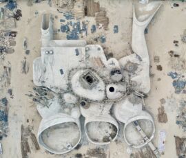 Il cantiere realizzato sfruttando maestranze locali del Dune Art Museum, Bohai Bay (©OPEN Architecture)