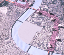 Contributo dello studio OMA di Rem Koohlaas per il concorso di idee "Bordeaux Port de la Lune" organizzato da Arc en rêve nel 1989 (© Office for Metropolitan Architecture)