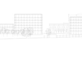 Prospetto sud-est del progetto di riconversione dell'ex birrificio Bötzow ad opera di David Chipperfield, Berlino, Germania, 2013–2022, (©David Chipperfield Architects Ltd)