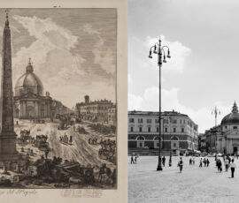 G.B. Piranesi, Obelisco Egizio, Venezia, Fondazione Giorgio Cini. G. Basilico, Obelisco Egizio Lateranense e Palazzo del Laterano, Milano, Archivio Gabriele Basilico