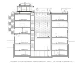 Sezione dell'intervento sulla sommità del Leopold Museum, Vienna, 2020 (©O&O)