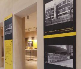 L'allestimento della mostra “Bruno Morassutti. Architettura industrializzata e design”, Museo Bailo, Treviso (foto di Alberto Vignolo)