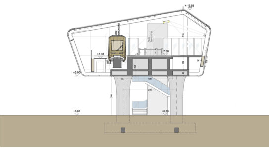 sezione trasversale del terminale presso l'aeroporto (© Iosa Ghini Associati)