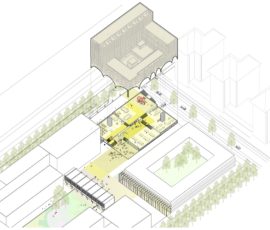 Il progetto West Beat ad Amsterdam dei Studio9.dots: un edificio polifunzionale con alla base il "Superspace"(©Studio9.dots)
