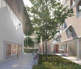 Polo Civico Flaminio, vista dall'accesso interno nord-sud