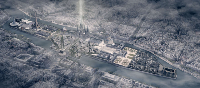 Oli Gabe, "Building upon building" (studio sul recupero dei dintorni di Notre-Dame e dell'Île de la Cité realizzato sotto la direzione del professor Josep Maria Garcia Fuentes con l'architetto Tom Ardron, School of Architecture, University of Newcastle-upon-Dyne, 2019-20)