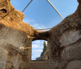 Il restauro delle Piccole Terme: dettaglio della nuova copertura (© VILLAE)