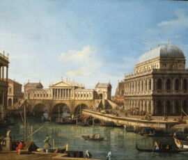 Antonio Canaletto, Capriccio con edifici palladiani, 1750 ca., olio su tela, 580x820 mm (complesso monumentale della Pilotta, Parma)