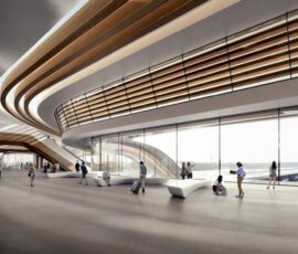Un render degli spazi interni del terminal di Ülemiste