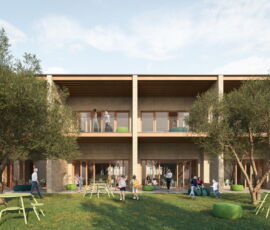 Concorso per il nuovo polo scolastico per il Comune di Monastir (Sud Sardegna, render RTP Manias)
