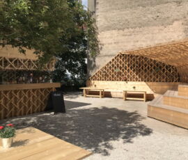 Biergarten a Erbach, Germania, 2020. Progetto di liquid architekten (Foto di liquid architekten. Courtesy DAM Francoforte)