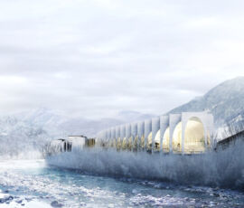 Sanpellegrino Flagship Factory, San Pellegrino Terme (BG), Italia, in costruzione (© BIG)