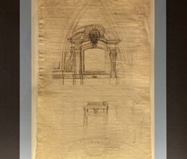Pietro da Cortona, Disegno di studio per le finestre della chiesa dei SS. Luca e Martina, realizzato prima del 1652. Il disegno appartiene alla collezione Gnerucci