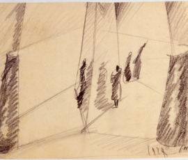 Schizzo progettuale per il Teatro della Moda, IX Fiera Internazionale di Milano e Teatro delle Esposizioni di Torino, 1928