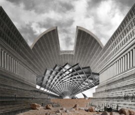 Carlo Prati. Urbild Architecture. Royal Library Hybrid. Collage digitale, 2022