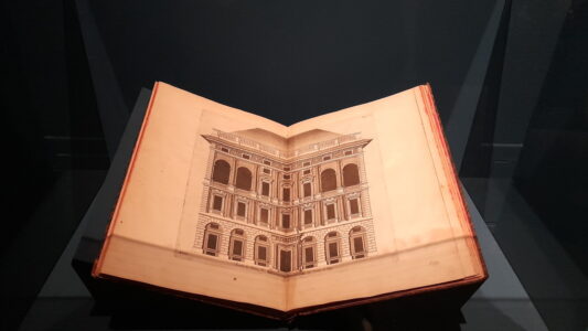 Edizione del volume Palazzi di Genova di Rubens, con le pagine aperte sulla seconda parte (1626 circa)