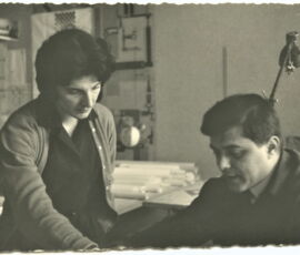 Nani Valle e Giorgio Bellavitis in studio, primi anni Sessanta, (© Archivio Anna Bellavitis)