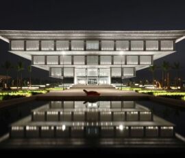 Hanoi Museum, Hanoi, Vietnam. Echi di architetture orientali nella spettacolare piramide rovesciata a gradoni le cui ampie sporgenze garantiscono l'ombra e quindi riducono il consumo energetico (2010)