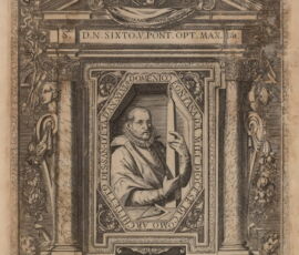 3) Frontespizio della Trasportatione dell’obelisco Vaticano et delle fabriche di Nostro Signore Papa Sisto V, Roma 1590 (Lugano, Biblioteca cantonale)