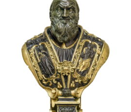 4) Bastiano Torrigiani, Busto di Sisto V, 1585-1590 ca., bronzo parzialmente dorato (Concattedrale della SS. Annunziata di Treia, foto di Roberto dell’Orso, 2022)