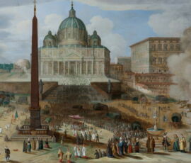 8) Guilliam van Nieulandt il Giovane, Piazza San Pietro durante la processione annuale del Corpus Christi, 1612, olio su tavola (Collezione privata europea)