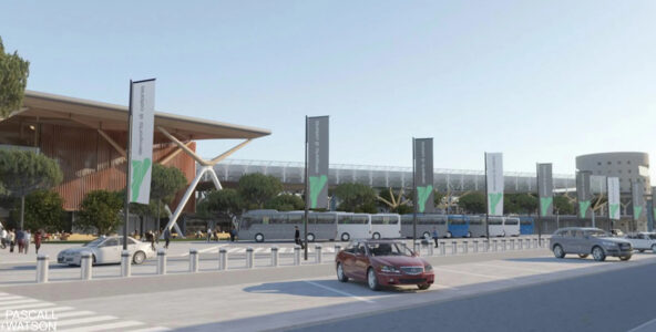 Render dei terminal A e B (© Pascall+Watson)