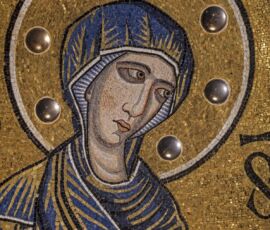 Mosaico absidale. Particolare della Vergine dopo il restauro (© Antonio Quattrone)