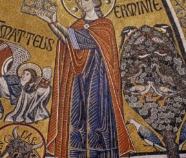 Mosaico absidale. Particolare di San Miniato dopo il restauro (© Antonio Quattrone)