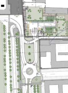 Planimetria del nuovo parcheggio e del sistema della viabilità (Studio ingegneria civile Dellagiacoma, 2020)