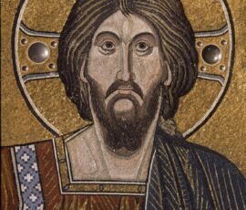 Mosaico absidale. Particolare del Cristo Pantocratore dopo il restauro (© Antonio Quattrone)