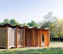 Serpentine Pavilion 2023 designed by Lina Ghotmeh © Lina Ghotmeh — Architecture. Photo: Iwan Baan, Courtesy: Serpentine