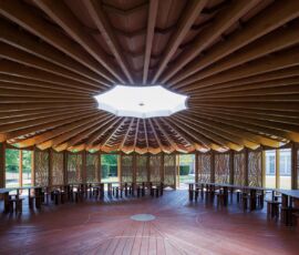 Serpentine Pavilion 2023 designed by Lina Ghotmeh © Lina Ghotmeh - Architecture. Photo: Iwan Baan, Courtesy: Serpentine